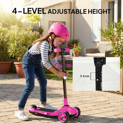 AIYAPLAY Three-Wheel Foldable Electric Scooter for Kids Aged 6-10 Years, Pink 