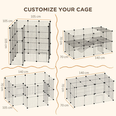PawHut DIY Pet Playpen Metal Wire Fence Indoor Outdoor Rabbit Small Animals Cage 36 Panel Enclosure Black 