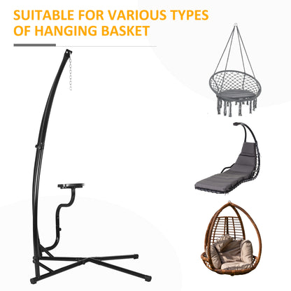 Outsunny Hammock Chair Stand Only Construction Heavy Duty Metal C-Stand for Hanging Hammock Chair Porch Swing Indoor or Outdoor Use 