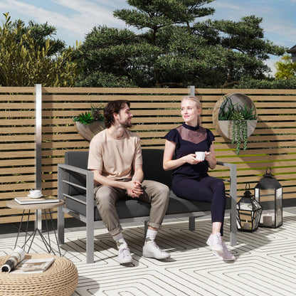 Outsunny Two-Seater Aluminium Garden Sofa - Grey 