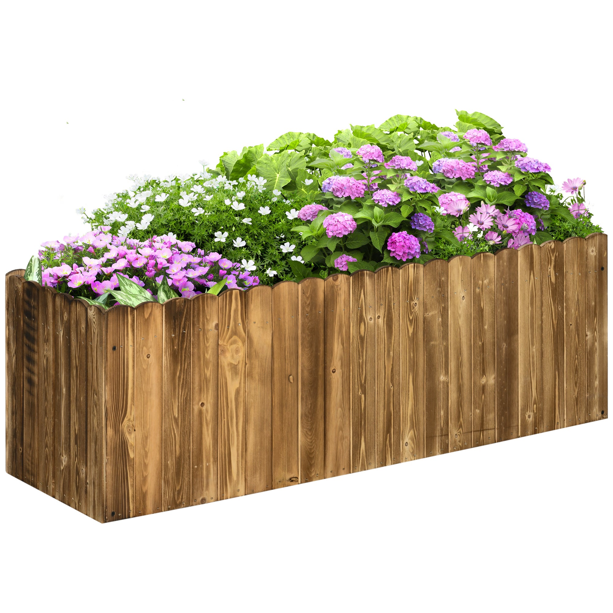 Outsunny 172L Raised Garden Bed, Wooden Rectangle Planter Box, Outdoor Herb Vegetable Flower Pot (120L x 40W x 40H cm) 