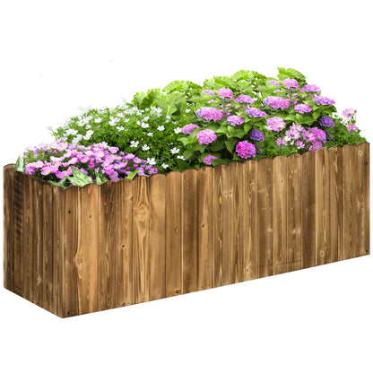 Outsunny 172L Raised Garden Bed, Wooden Rectangle Planter Box, Outdoor Herb Vegetable Flower Pot (120L x 40W x 40H cm) 