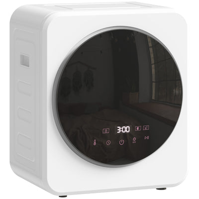 HOMCOM 4 kg Vented Tumble Dryer, 800W Compact Freestanding Front Tumble Dryer with Stainless Steel Tub and Customisable Timer, Wall-Mounted Portable Small Clothes Drying Machine, White 
