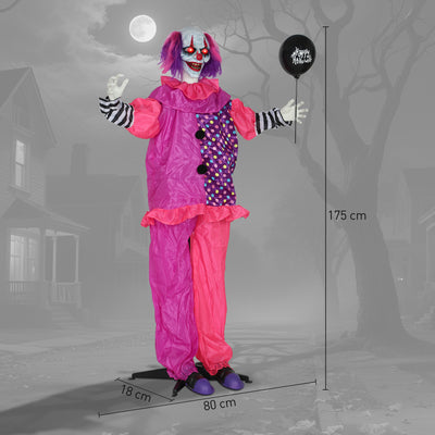 Outsunny 5′7″ Scary Animated Clown Decoration - Pink/Purple 