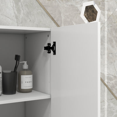 kleankin Multi-Storage Slim Bathroom Cabinet - High Gloss White 