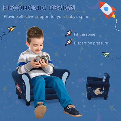 HOMCOM Child Armchair Kids Mini Sofa Chair with Armrest, 59.5 x 43 x 46.5cm, Blue 