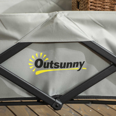Outsunny Folding Pull Along Cart Cargo Wagon Trolley with Telescopic Handle - Dark Grey 