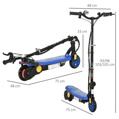 HOMCOM Foldable Electric Scooter, with LED Headlight, for Ages 7-14 Years - Blue 