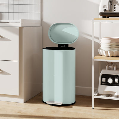 HOMCOM 30 L Modern Curved Kitchen Bin - Green 