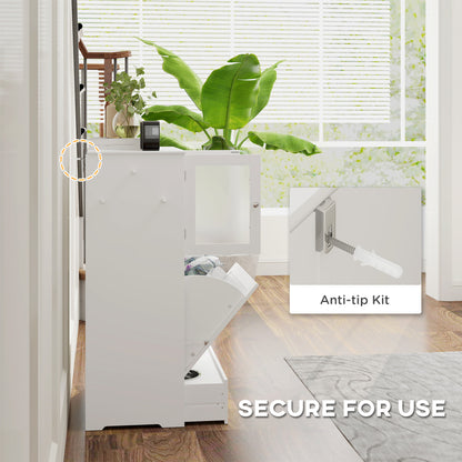 PawHut Dog Feeding Station with 2 Storage Cabinets, 2 Elevated Bowls, Side Hooks, Anti-tip Kit for Water and Feeding Supplies