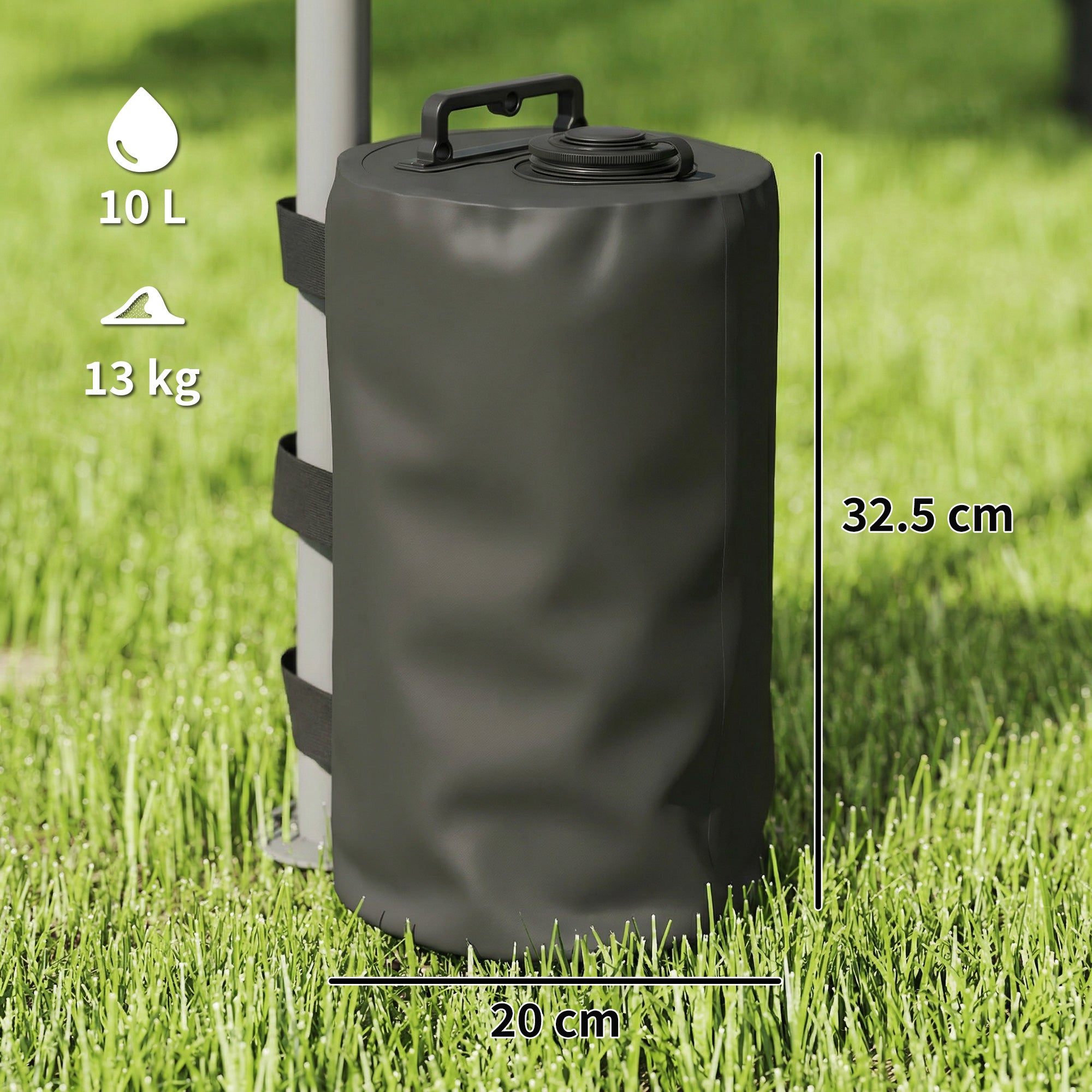 Outsunny Set of 4 Gazebo Weights Sand Bags, Gazebo Water Weights Bags with Carry Handles for Garden Marquee, Parasol, Black 