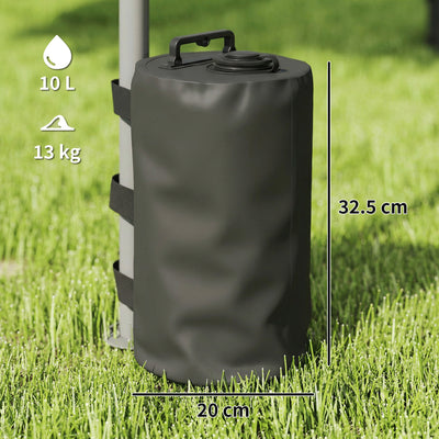 Outsunny Set of 4 Gazebo Weights Sand Bags, Gazebo Water Weights Bags with Carry Handles for Garden Marquee, Parasol, Black 