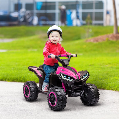 HOMCOM 12V Ride-On Quad Bike w/ Music, Horn, for Ages 3-5 Years - Pink 