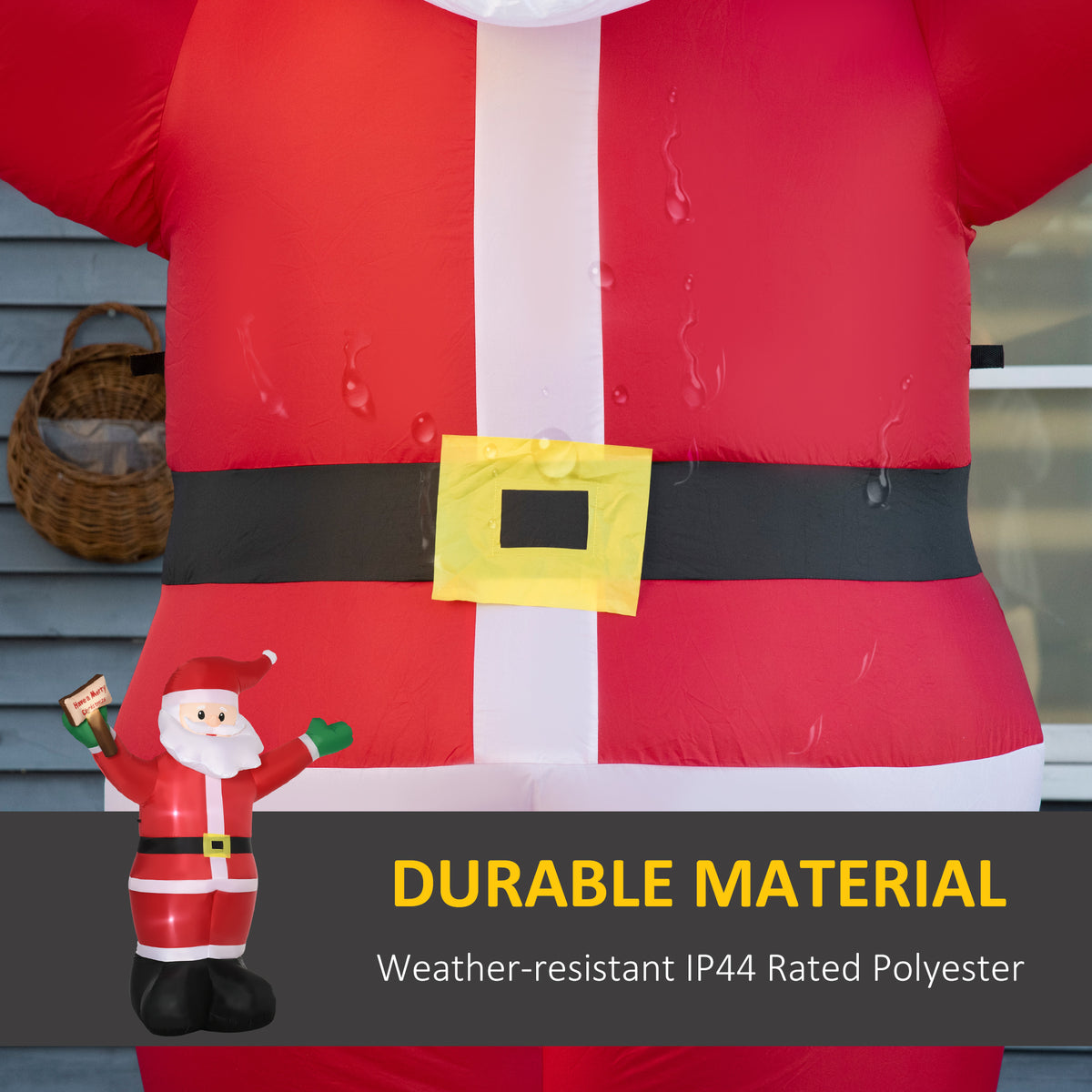 Outsunny 8ft Inflatable Christmas Santa Claus Holds Light Sign of Blessings, Blow-Up Outdoor LED Yard Display for Lawn Garden Party 