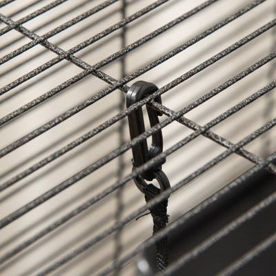PawHut Small Animal Cage with Wheels Pet Home for Chinchillas Ferrets Kittens, with Hammock, 4 Platforms, Removable Tray, Silver 