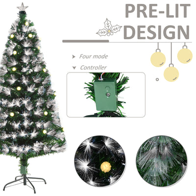 HOMCOM 5ft White Light Artificial Christmas Tree w/ 180 LEDs Star Topper Tri-Base Full Bodied Seasonal Decoration Pre-Lit Home 