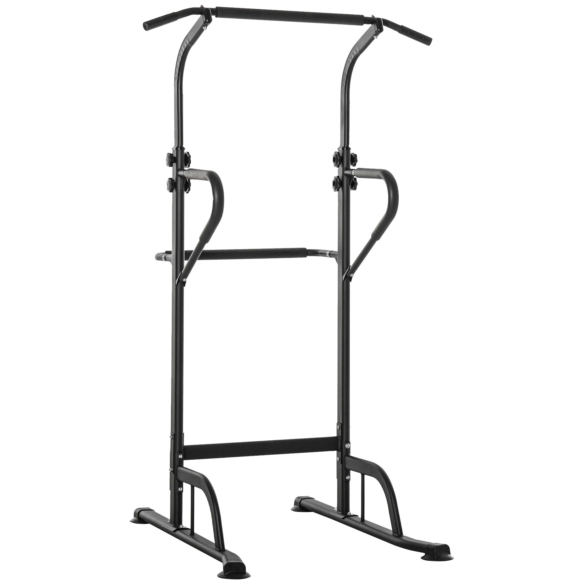 HOMCOM Power Tower Dip Station Pull Up Bar Multi-Function Push Up Equipment with Adjustable Height for Home Gym Strength Training Workout Fitness 