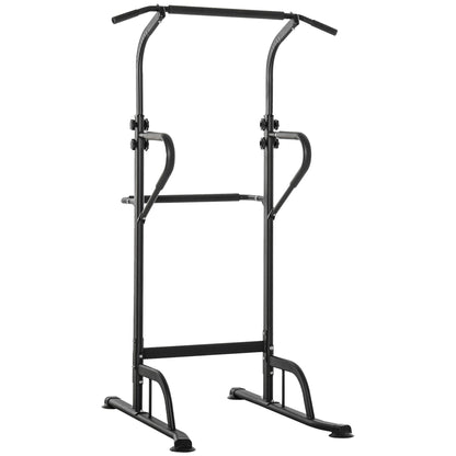 HOMCOM Power Tower Dip Station Pull Up Bar Multi-Function Push Up Equipment with Adjustable Height for Home Gym Strength Training Workout Fitness 