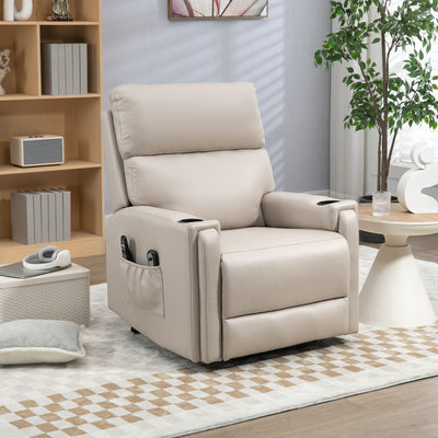 HOMCOM Electric Riser and Recliner Chair, with Massage and Heat - Beige 