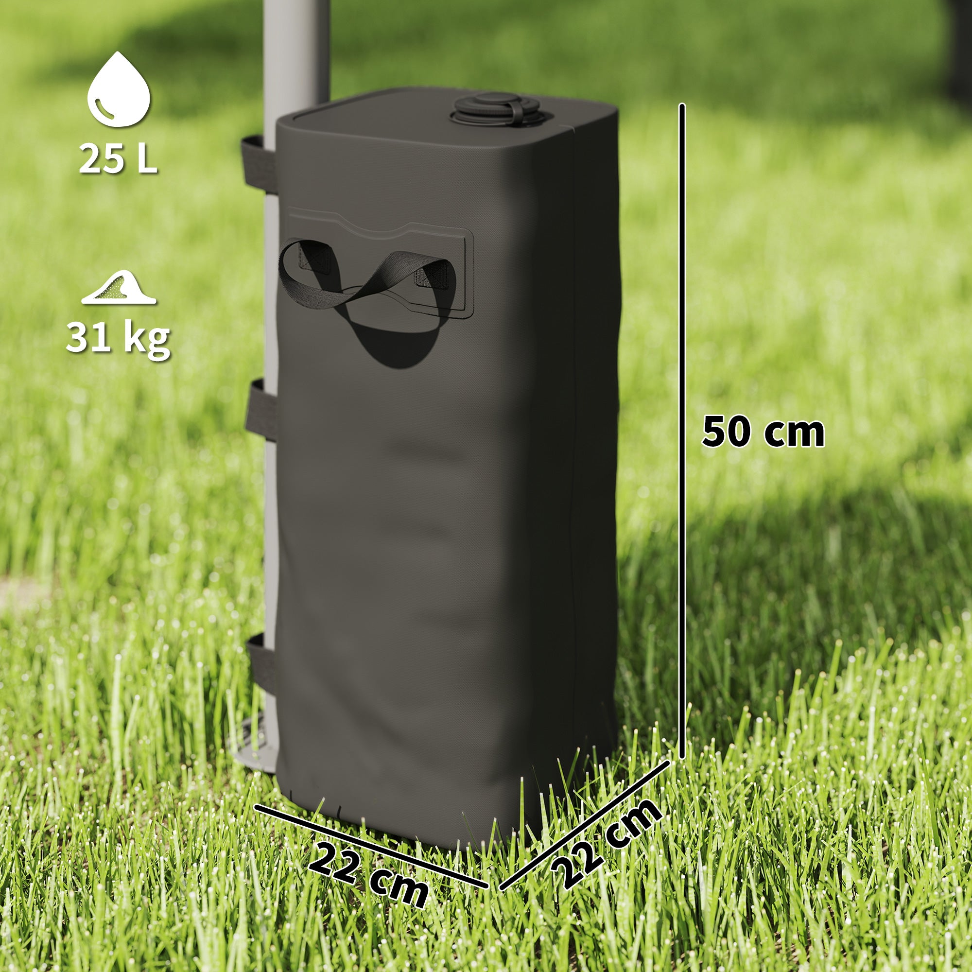 Outsunny Set of 4 Heavy Duty Gazebo Weights Bags, 500D Sand Weights with Carry Handles for Garden Marquee, Parasol, Black 