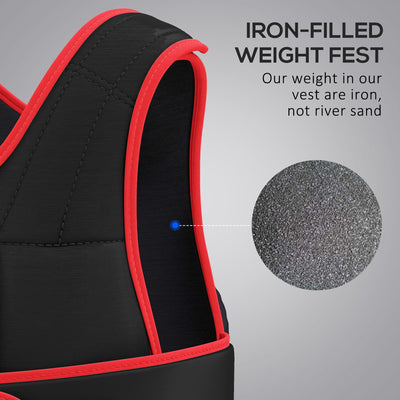 HOMCOM 20kg Weighted Vest, Adjustable Running Weight Vest with 38 Weight Bags for Men or Women Cardio Exercise, Black and Red 