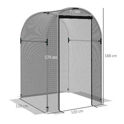 Outsunny Galvanised Steel Fruit Cage, Plant Protection Tent with Zipped Door, 1.2 x 1.2 x 1.9m, Black 