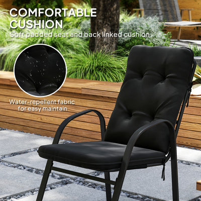 Outsunny Seven-Piece Garden Dining Set with Cushions - Black 