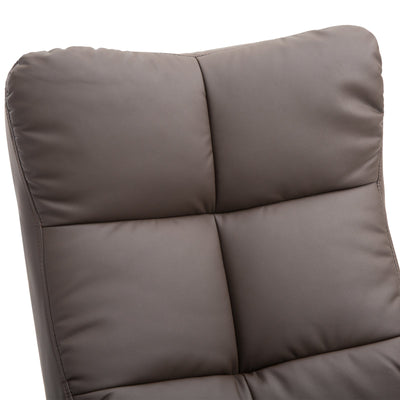 HOMCOM Recliner Armchair, Swivel Reclining Chair With Ottoman, Swivel Faux Leather Chair with Wooden Base and Storage Footstool for Living Room, Brown 
