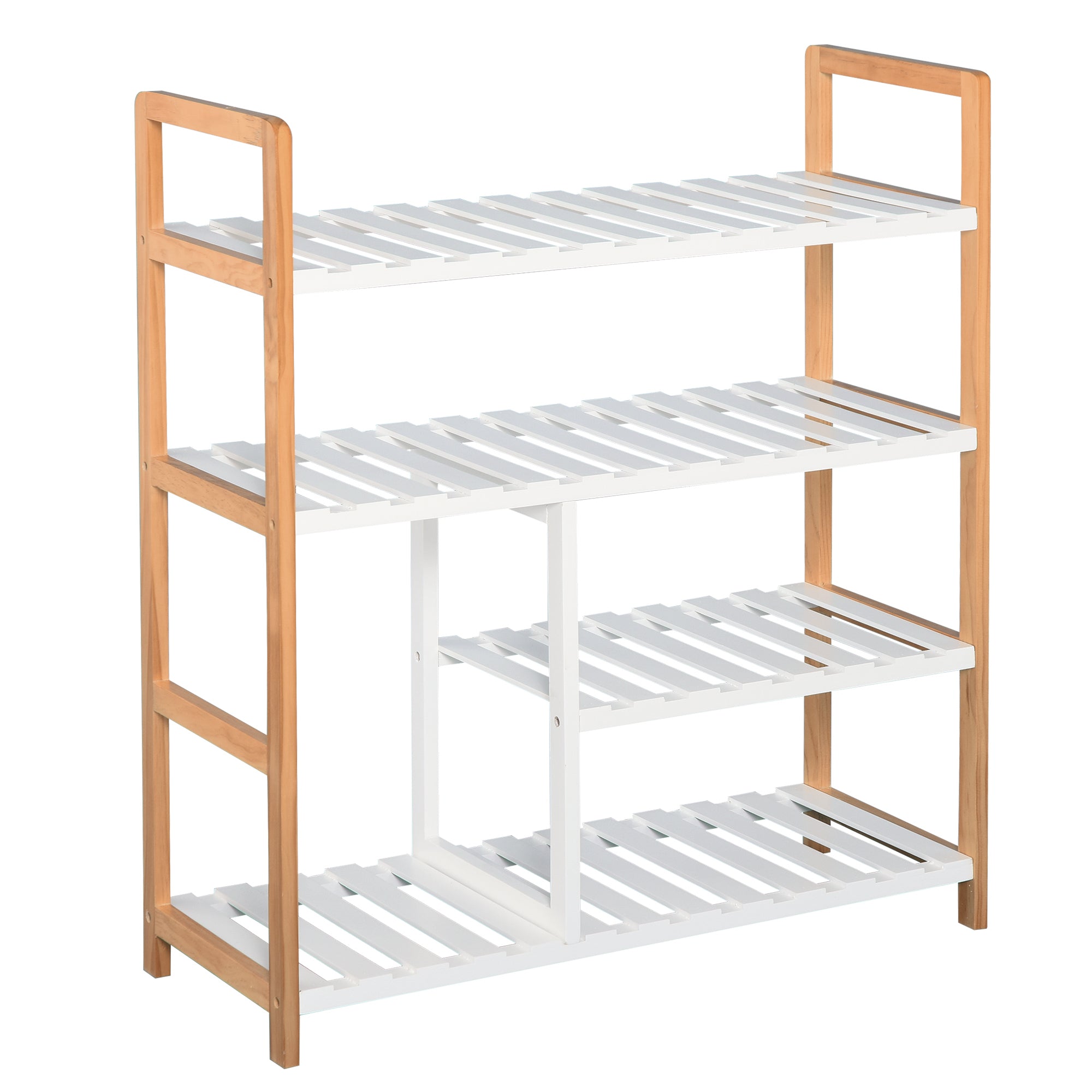 HOMCOM 4 Tier Shoe Racks Storage Stand Shelf Organizer Wood Frame 78 x 68 x 26 cm Hallway Furniture 