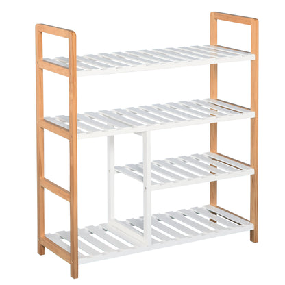 HOMCOM 4 Tier Shoe Racks Storage Stand Shelf Organizer Wood Frame 78 x 68 x 26 cm Hallway Furniture 