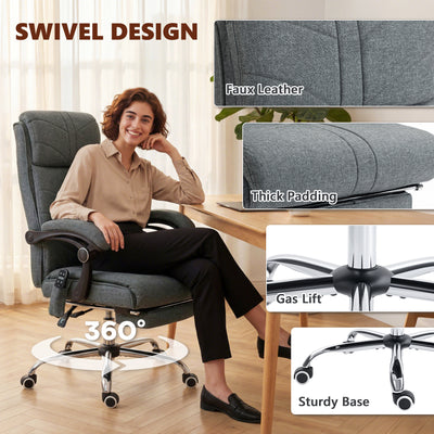 Vinsetto High Back Vibration Massage Office Chair with Footrest, Heated, Grey 