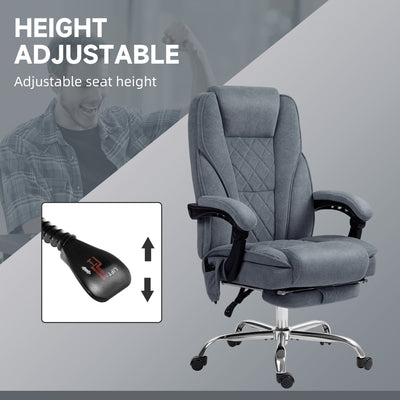 Vinsetto Massage Office Chair, Heated Reclining Computer Chair with Adjustable Height and Footrest, Dark Grey 