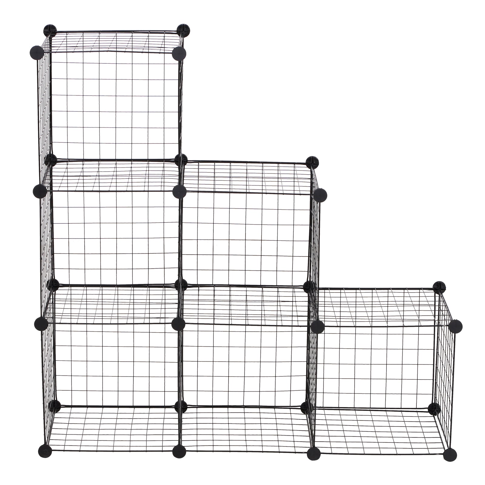 HOMCOM DIY 6 Cube Metal Wire Rack Interlocking Storage Cabinet Living Room Organiser Display Shelves Black 