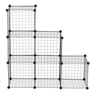 HOMCOM DIY 6 Cube Metal Wire Rack Interlocking Storage Cabinet Living Room Organiser Display Shelves Black 