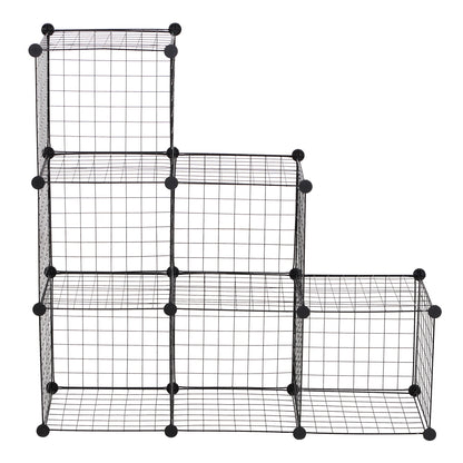 HOMCOM DIY 6 Cube Metal Wire Rack Interlocking Storage Cabinet Living Room Organiser Display Shelves Black 