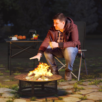 Outsunny Portable Camping Chair for Adults, High Back Folding Chair with Padded Seat and Carry Bag, Outdoor Recliner for Hiking, Fishing, Beach and Picnic, Black 