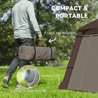 Outsunny Blow Up Tent w/ Hand Pump, Inflatable Camping Tent, Easy Setup 1/2 Person Waterproof Khaki 