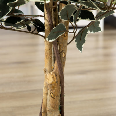 HOMCOM Artificial Ficus Tree in Pot, 130cm Tall Fake Plant with Lifelike Leaves and Natural Trunks, for Indoor Outdoor, Green 