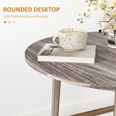 HOMCOM Folding Dining Table for 4, Round Drop Leaf Table, Modern Space Saving Small Kitchen Table with Wood Legs for Dining Room, Grey 