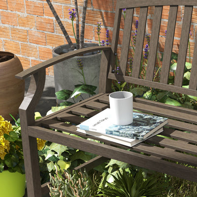 Outsunny Two-Seater Simple Metal Bench - Brown 