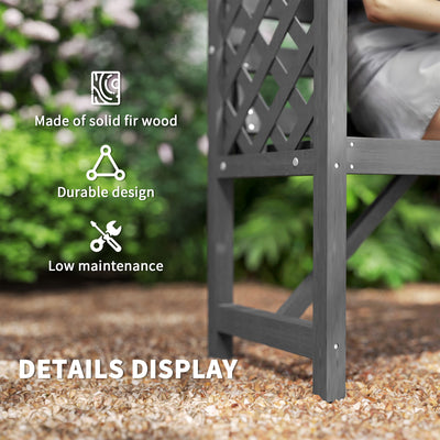 Outsunny Garden Bench, Wooden Garden Arbour with Seat for Vines/Climbing Plants, Grey 
