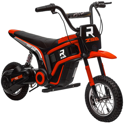 HOMCOM 24V Electric Motorbike with Twist Grip Throttle, Music, Horn, 12" Pneumatic Tyres, 16km/h Max Speed - Red 