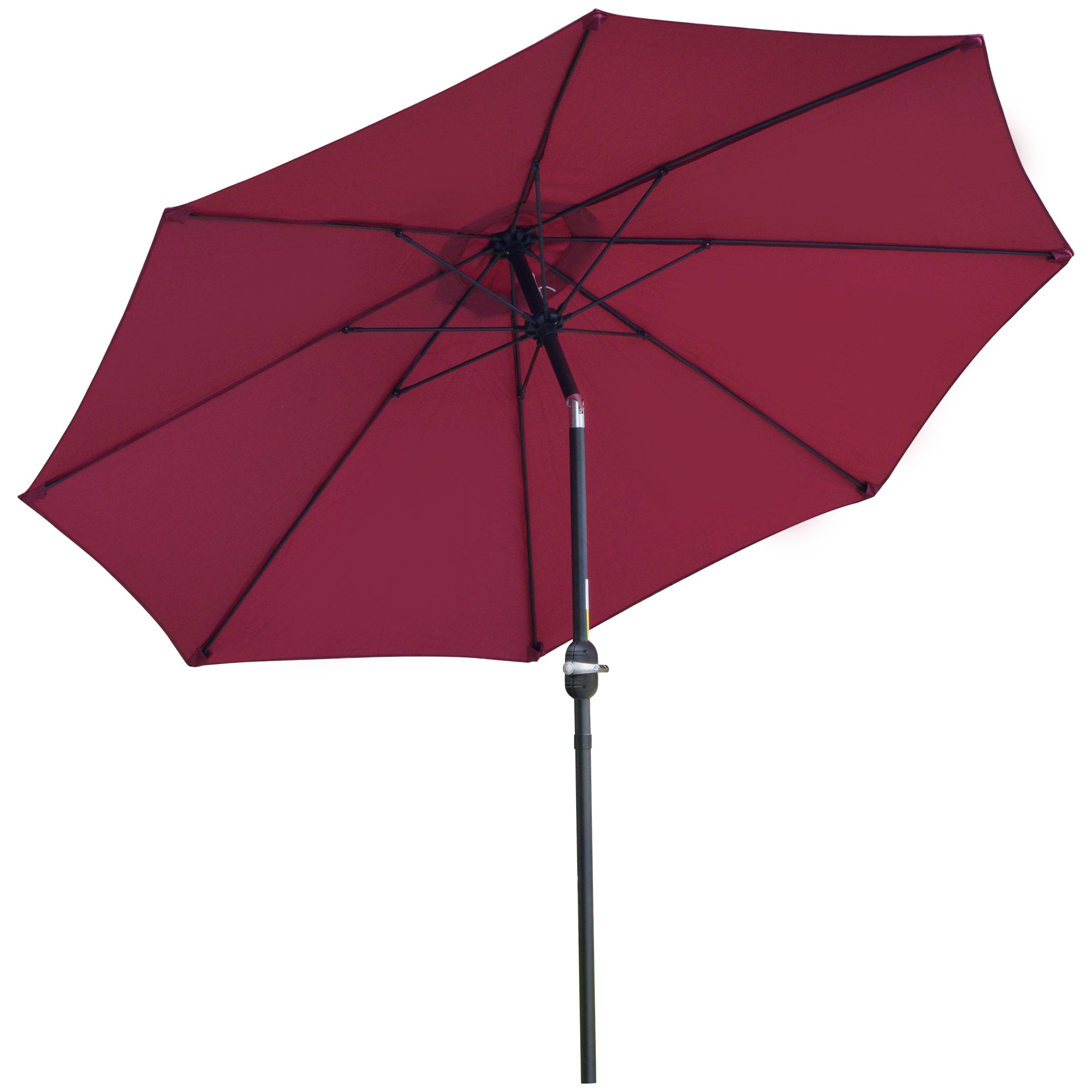 Outsunny 2.7M Garden Parasol Umbrella with Glass Fibre Ribs and Aluminium Frame, Tilting Sun Shade Shelter Canopy, Wine Red 