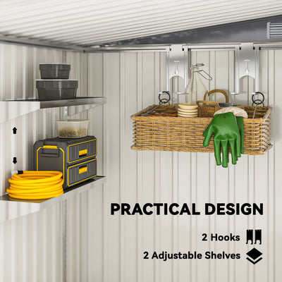 Outsunny 7 x 5ft Galvanised Metal Shed, with Sliding Door - Light Grey 
