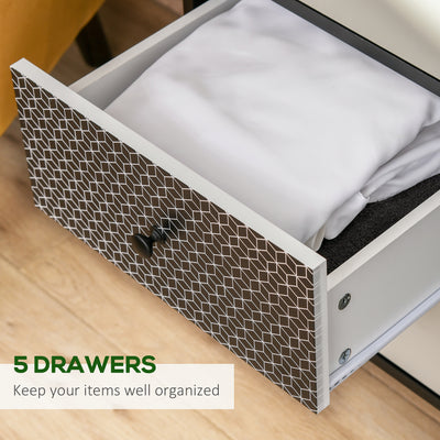 HOMCOM Chest of Drawers, 5 Drawer Dresser, Vertical Storage Organizer Unit for Bedroom, Living Room 