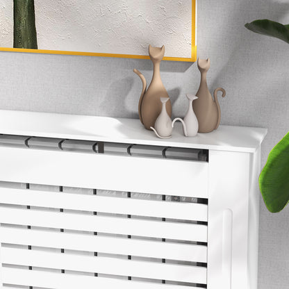 HOMCOM Radiator Cover, Modern MDF White Painted Cabinet with Horizontal Slats for Living Room, Bedroom, 152L x 19W x 81H cm 
