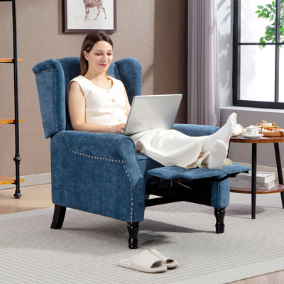 HOMCOM 150° Reclining Vintage Armchair, with footrest, Royal Blue 