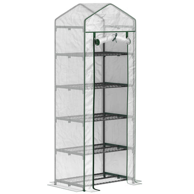 Outsunny 193cm Five Shelf Mini Greenhouse - White 