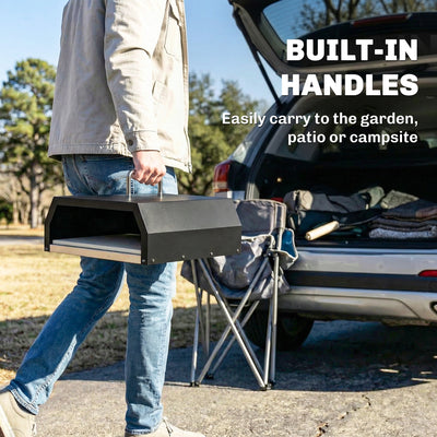 Outsunny 3 in 1 Outdoor Pizza Oven, Portable Wood Fired Pizza Maker with Handles, Stone and Peel 