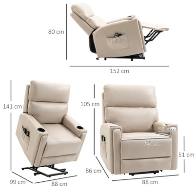 HOMCOM Electric Riser and Recliner Chair, with Massage and Heat - Beige 